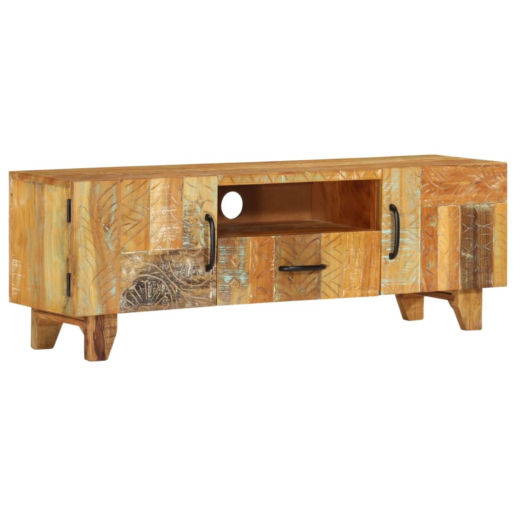 JUNG Vida TV-Schrank Handgeschnitzt 120x30x40 cm Altholz Massiv