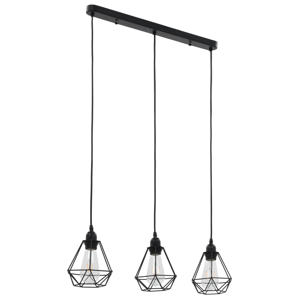 JUNG Vida Deckenleuchte mit Diamant-Design Schwarz 3 x E27 Glühbirnen