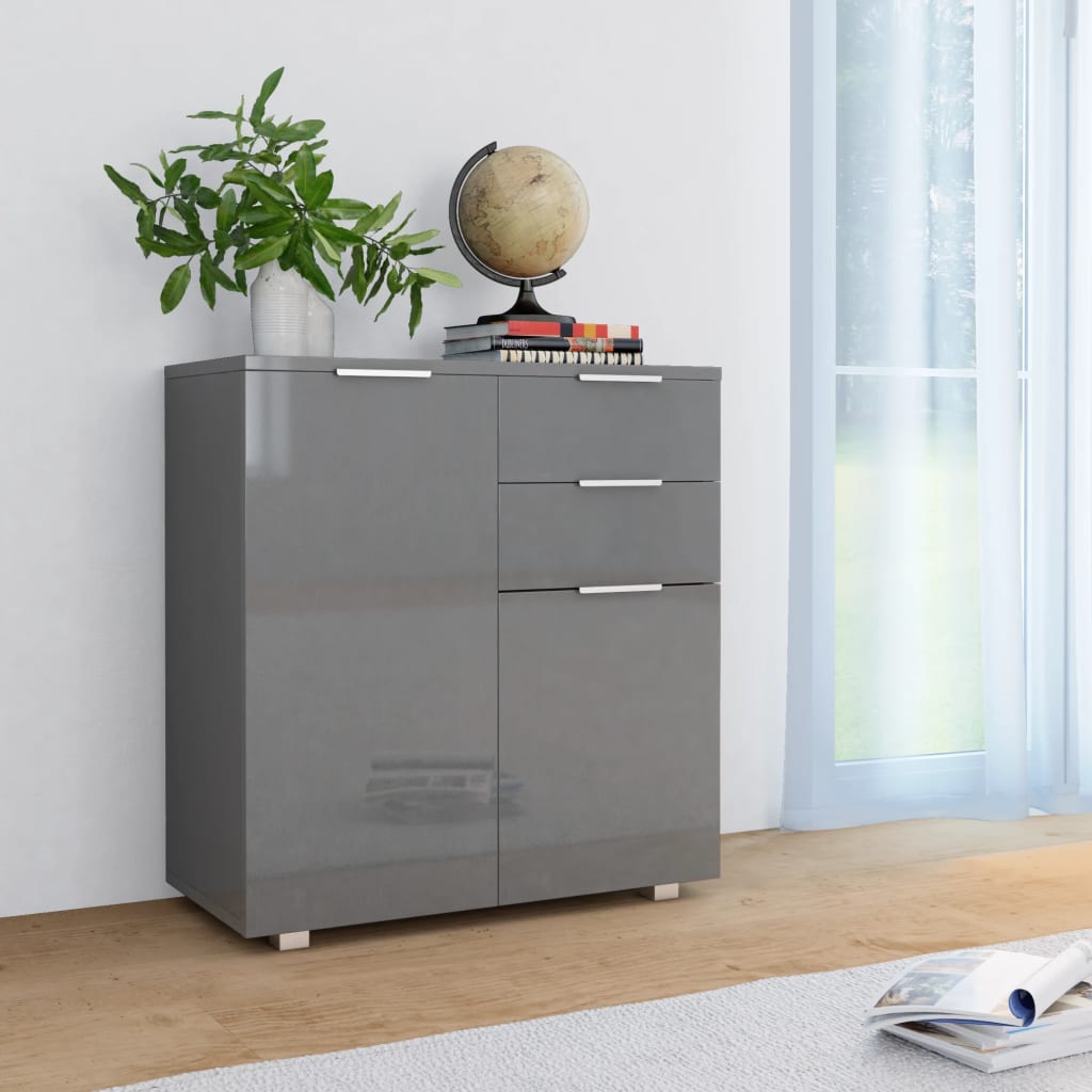 JUNG Vida Sideboard Hochglanz-Grau 71x35x80 cm Holzwerkstoff