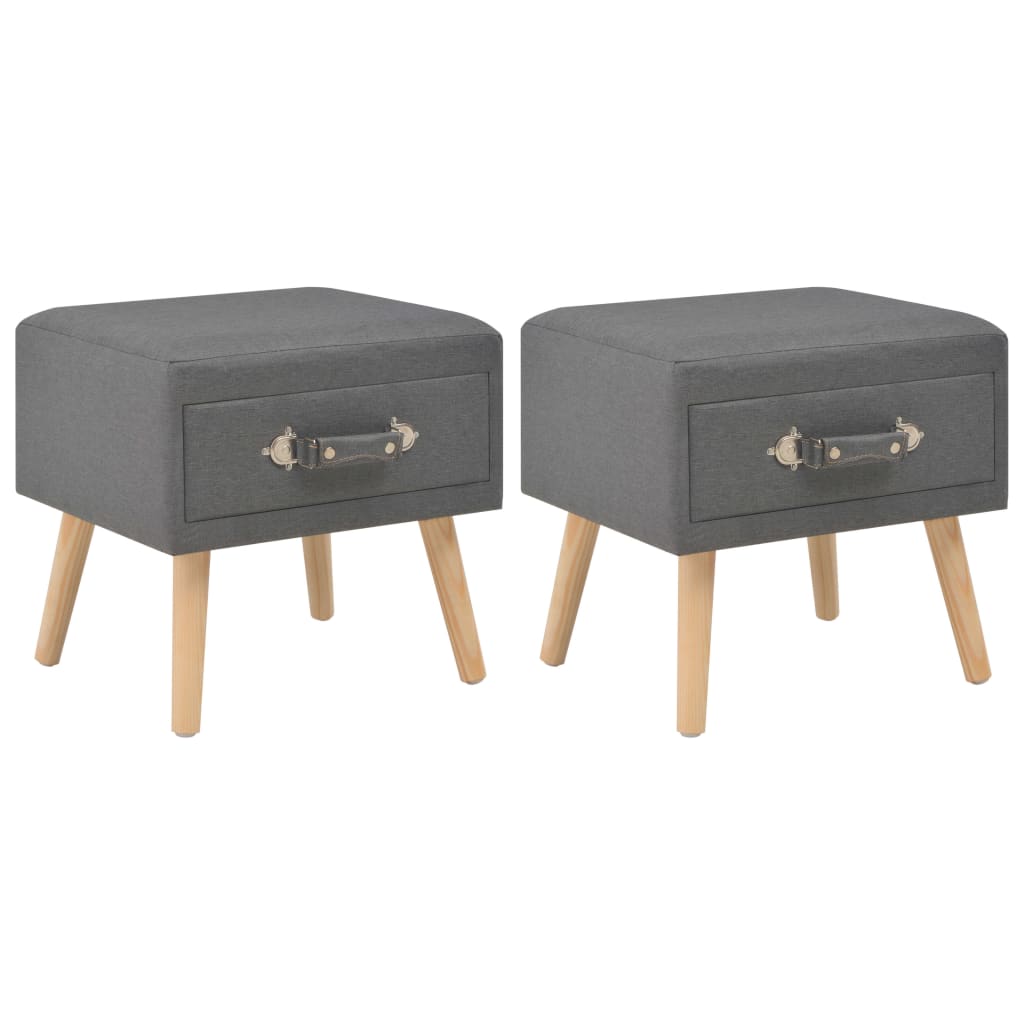 JUNG Vida Nachttische 2 Stk. Dunkelgrau 40 x 35 x 40 cm Stoff