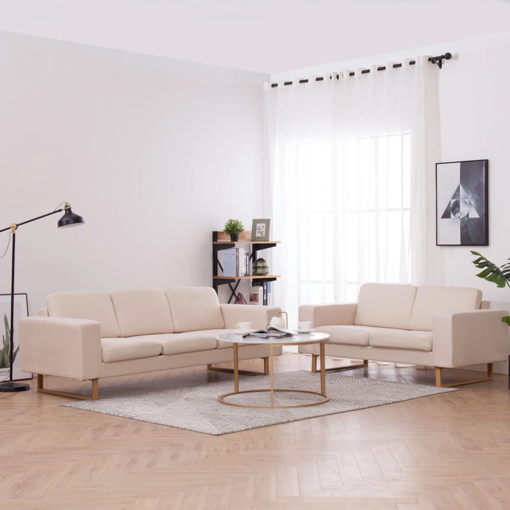 JUNG Vida 2-tlg. Sofagarnitur Stoff Cremeweiß