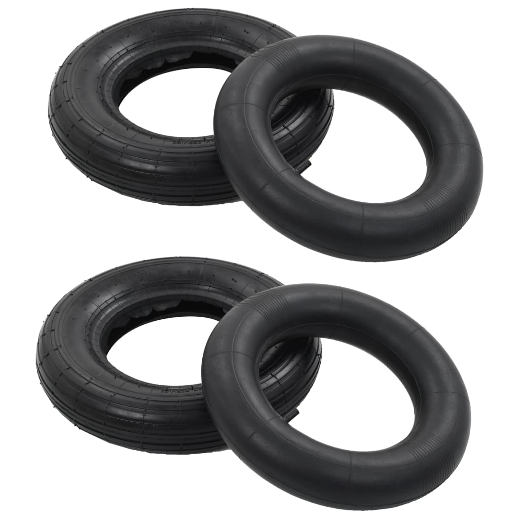 JUNG Vida 4-tlg. Schubkarrenreifen und Schlauch-Set 3.50-8 4PR Gummi