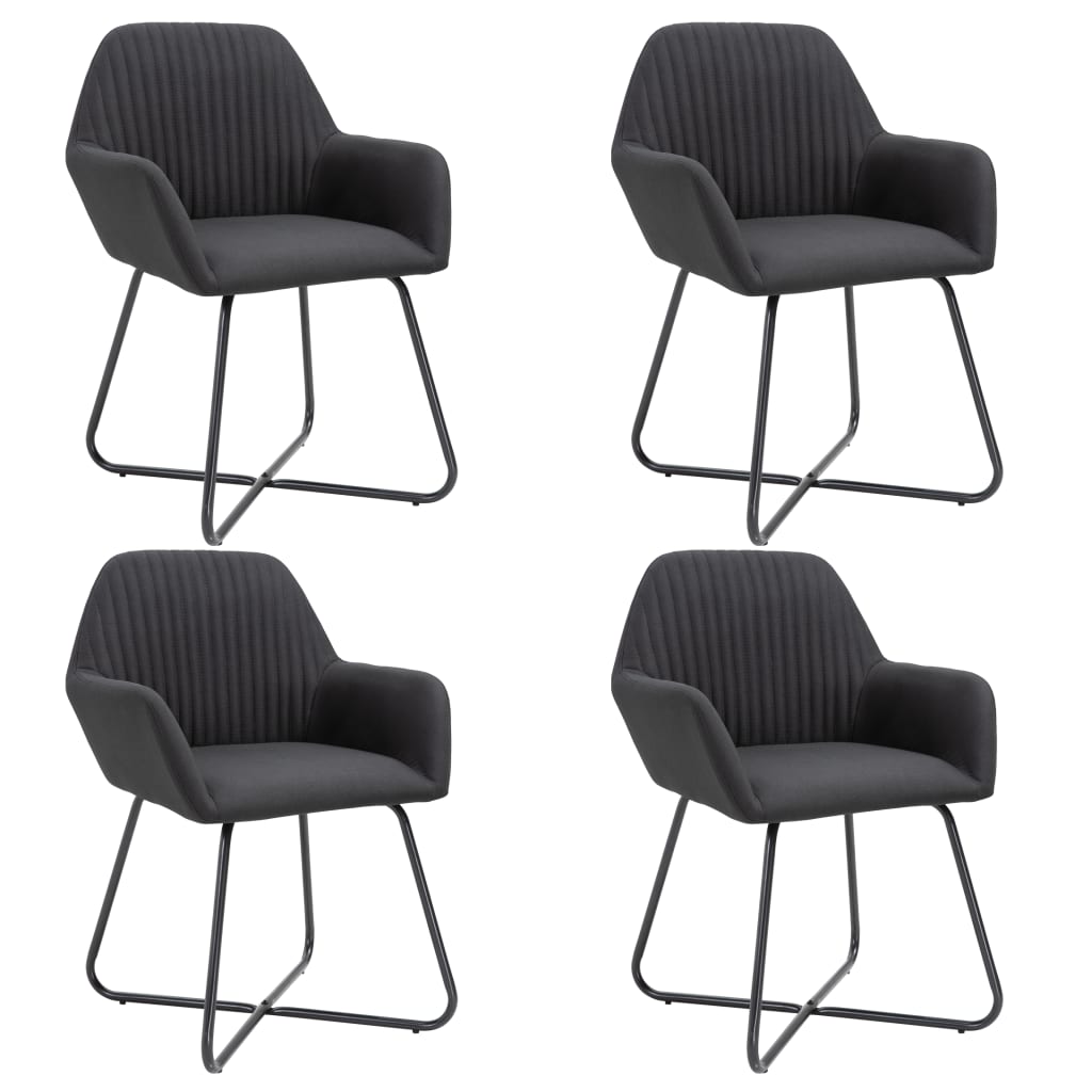 JUNG Vida Esszimmerstühle 4 Stk. Schwarz Stoff