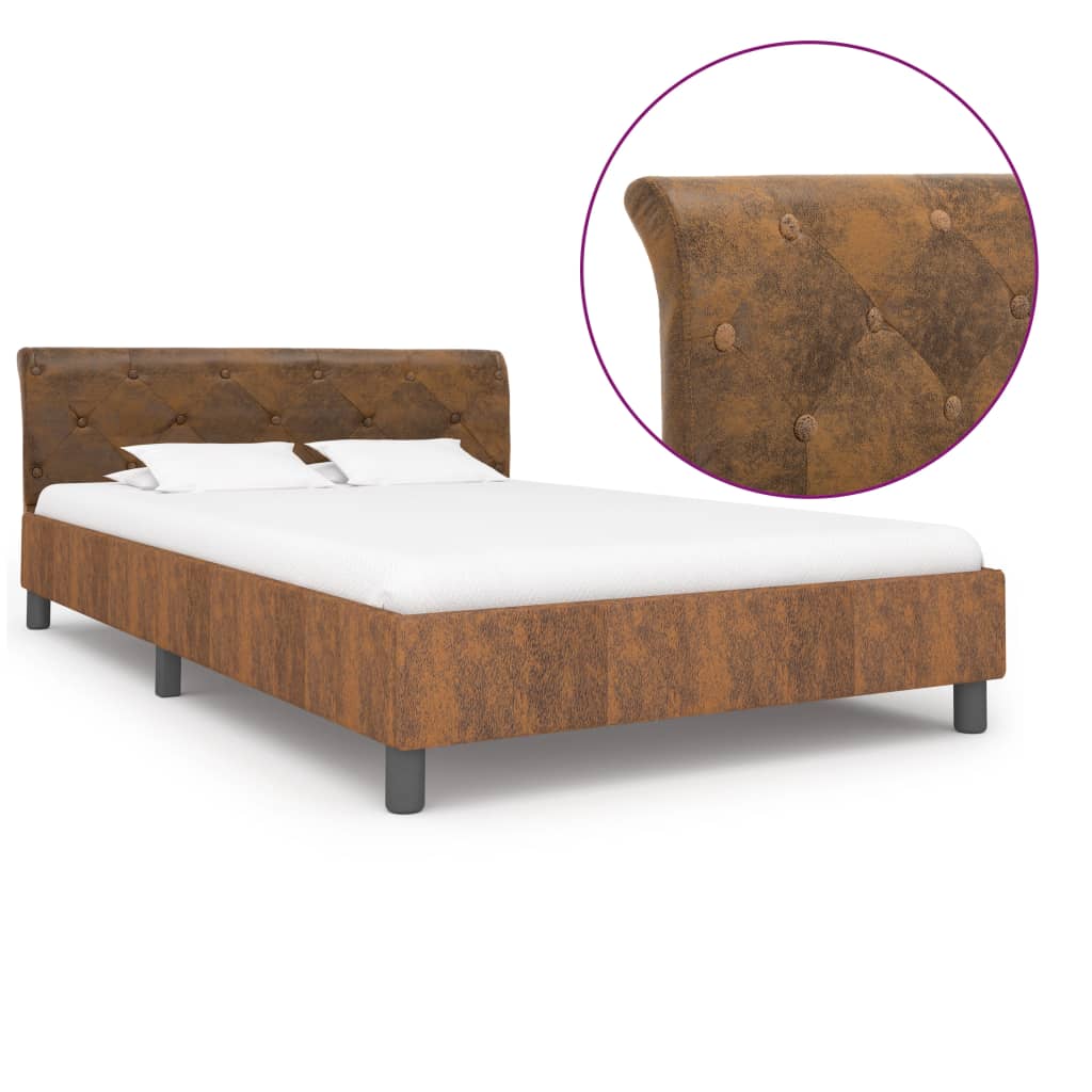 JUNG Vida Bettgestell Braun Wildleder-Optik 140 × 200 cm