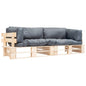 JUNG Vida 2-tlg. Outdoor-Sofa-Set Paletten mit Kissen in Grau Kiefernholz