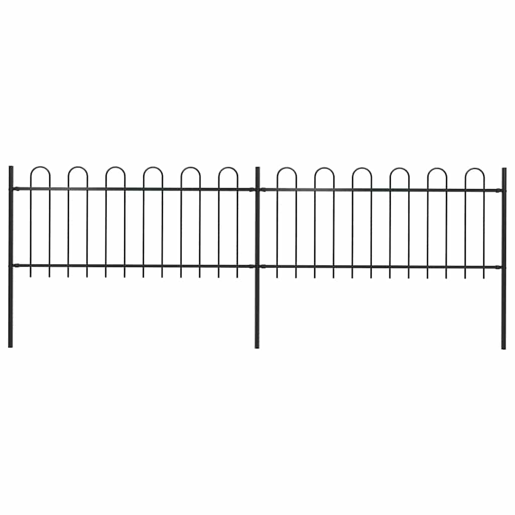 JUNG Vida Gartenzaun mit Rundbogen Stahl 359 x 80 cm Schwarz