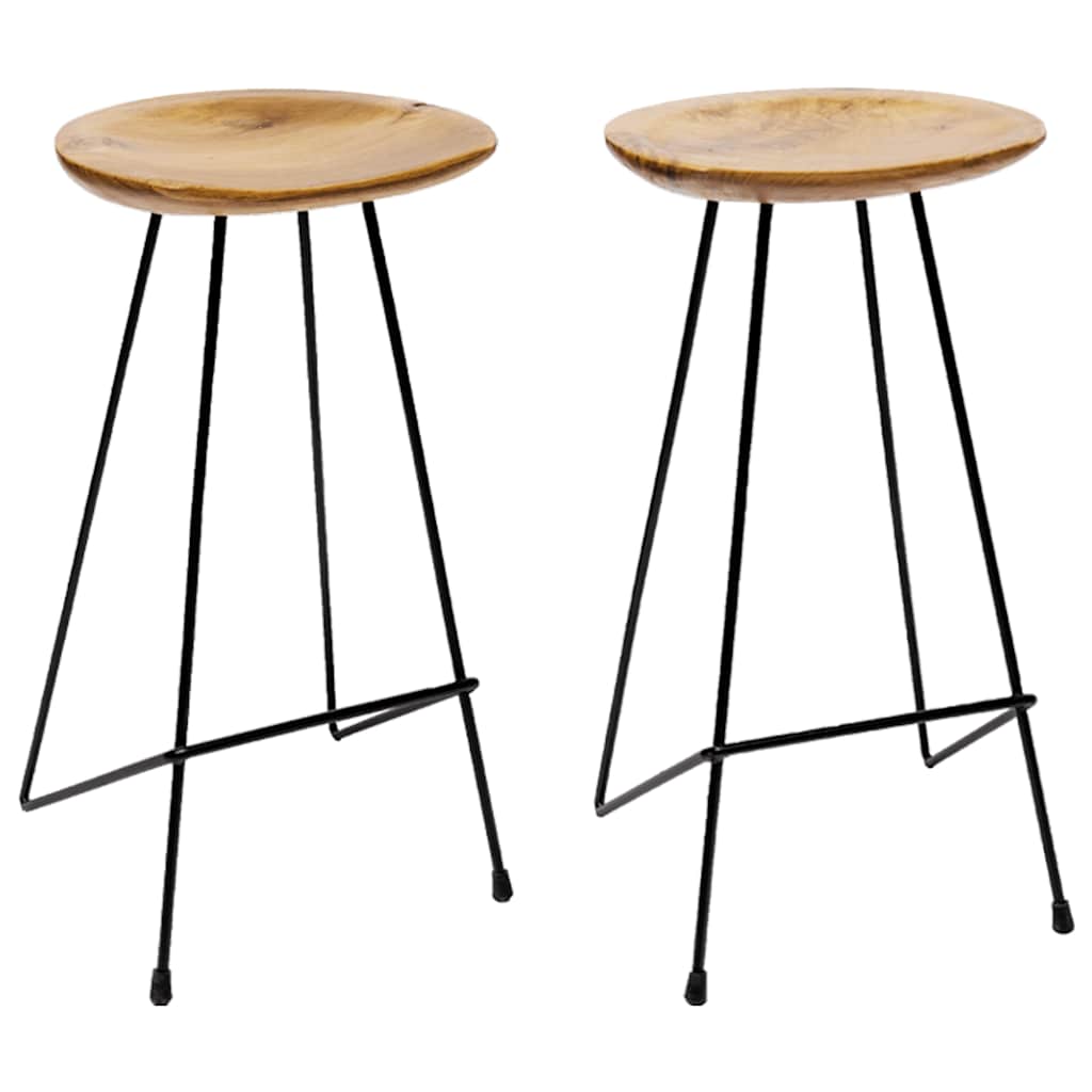 JUNG Vida Barhocker 2 Stk. Massivholz Teak
