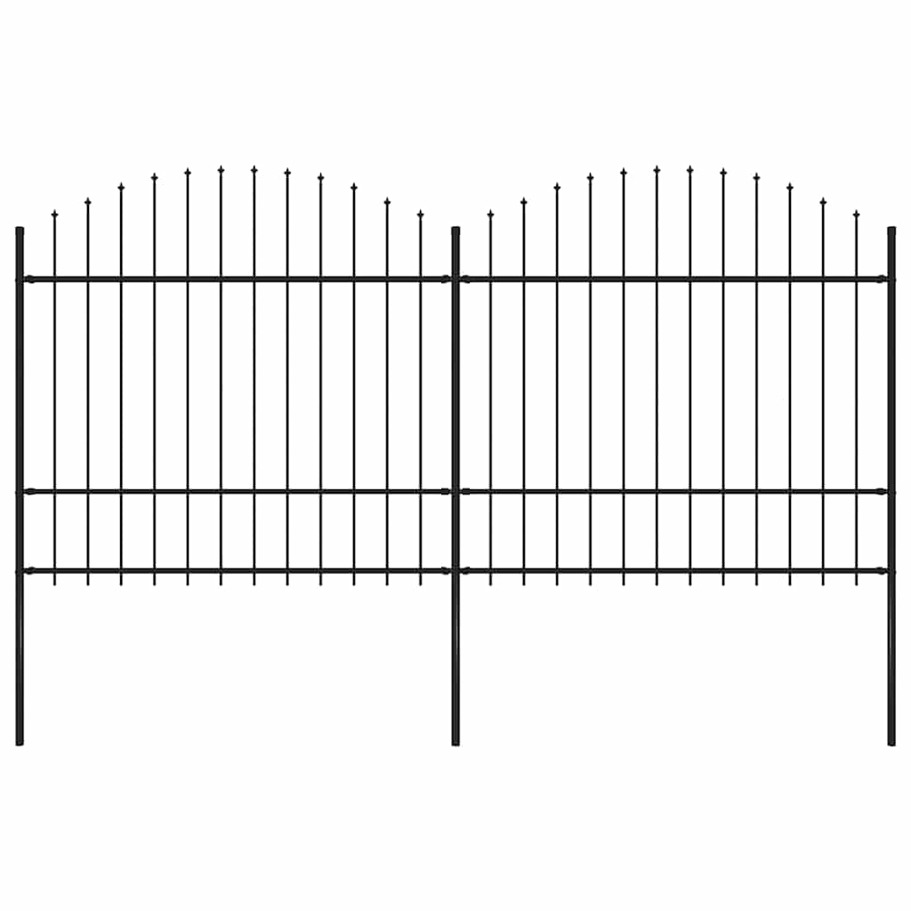 JUNG Vida Gartenzaun mit Speerspitze Stahl 359 x 175 cm Schwarz
