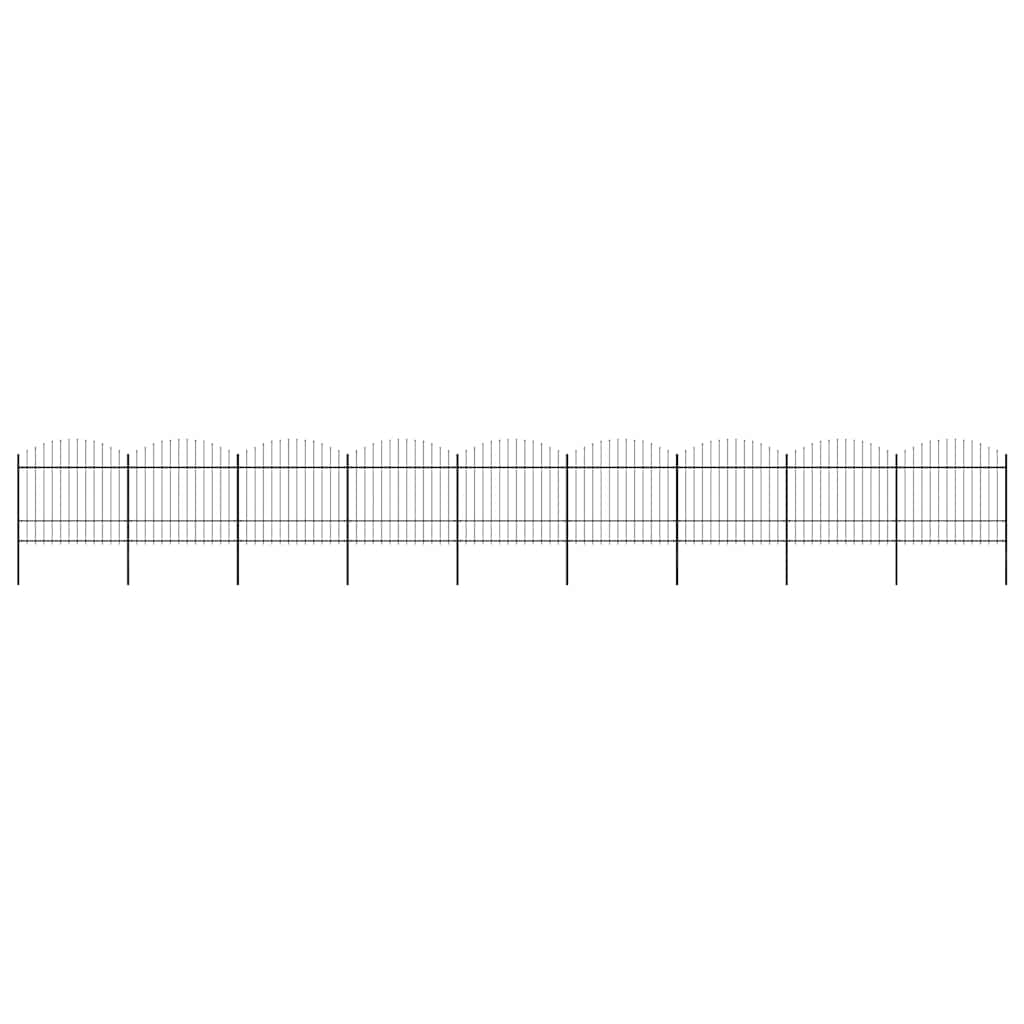 JUNG Vida Gartenzaun mit Speerspitzen Stahl (1,5 - 1,75) x 15,3 m Schwarz