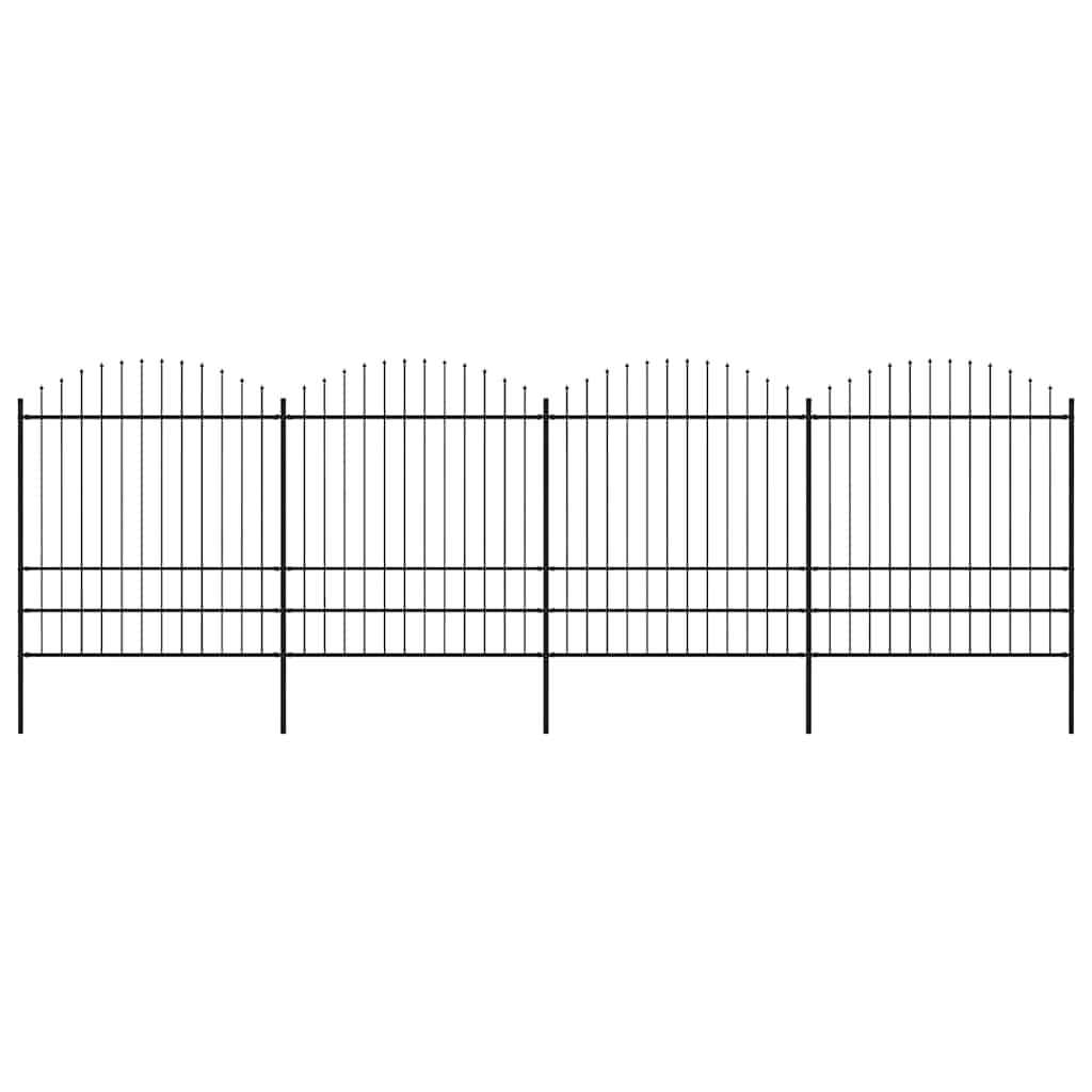 JUNG Vida Gartenzaun mit Speerspitze Stahl 714,5 x 200 cm Schwarz