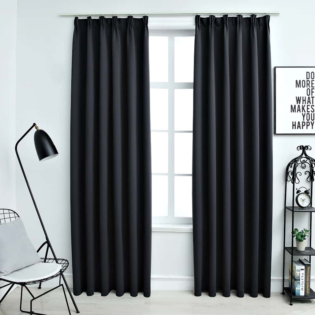 JUNG Vida Verdunkelungsvorhänge mit Haken 2 Stk. Schwarz 140x225cm