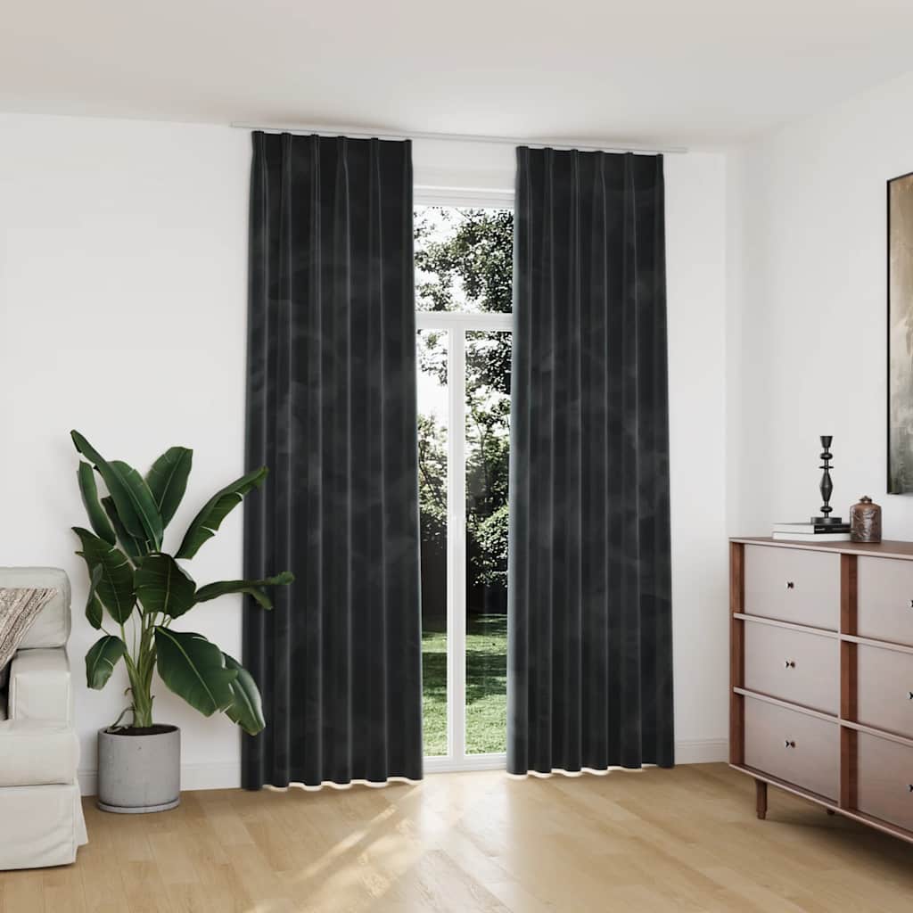 JUNG Vida Verdunkelungsvorhänge mit Haken 2 Stk. Samt Anthrazit 140x245cm