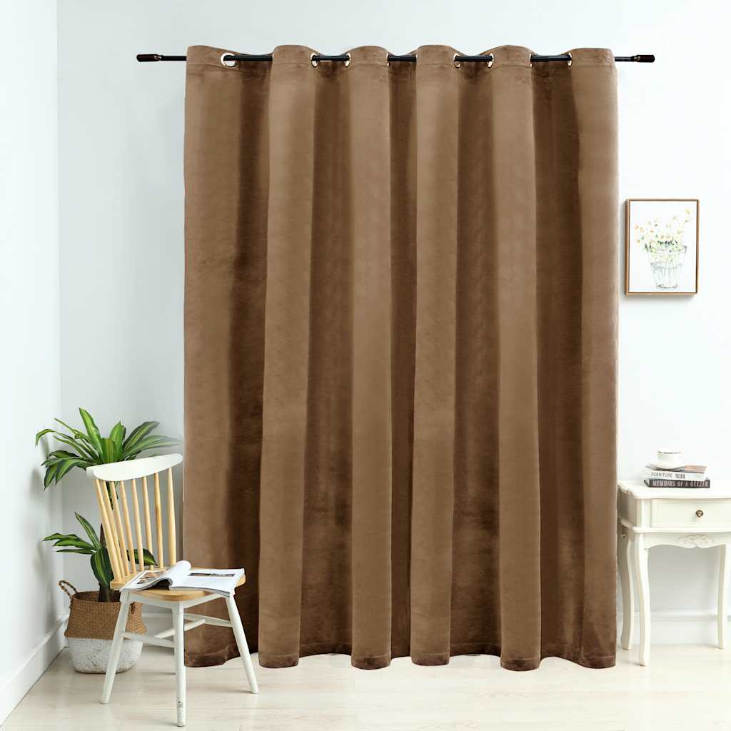 JUNG Vida Verdunkelungsvorhang mit Metallösen Samt Beige 290 x 245 cm