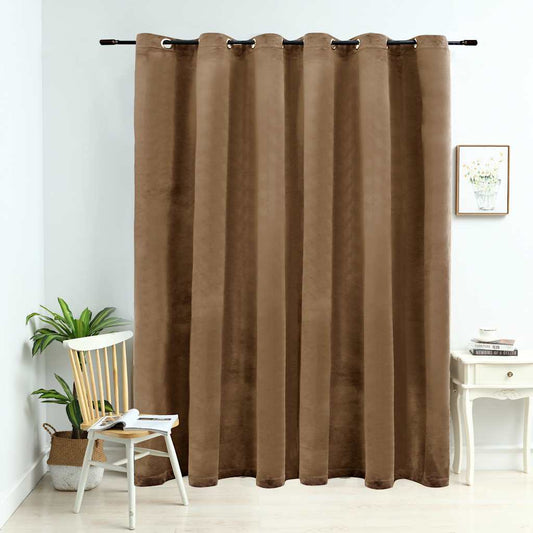 JUNG Vida Verdunkelungsvorhang mit Metallösen Samt Beige 290 x 245 cm