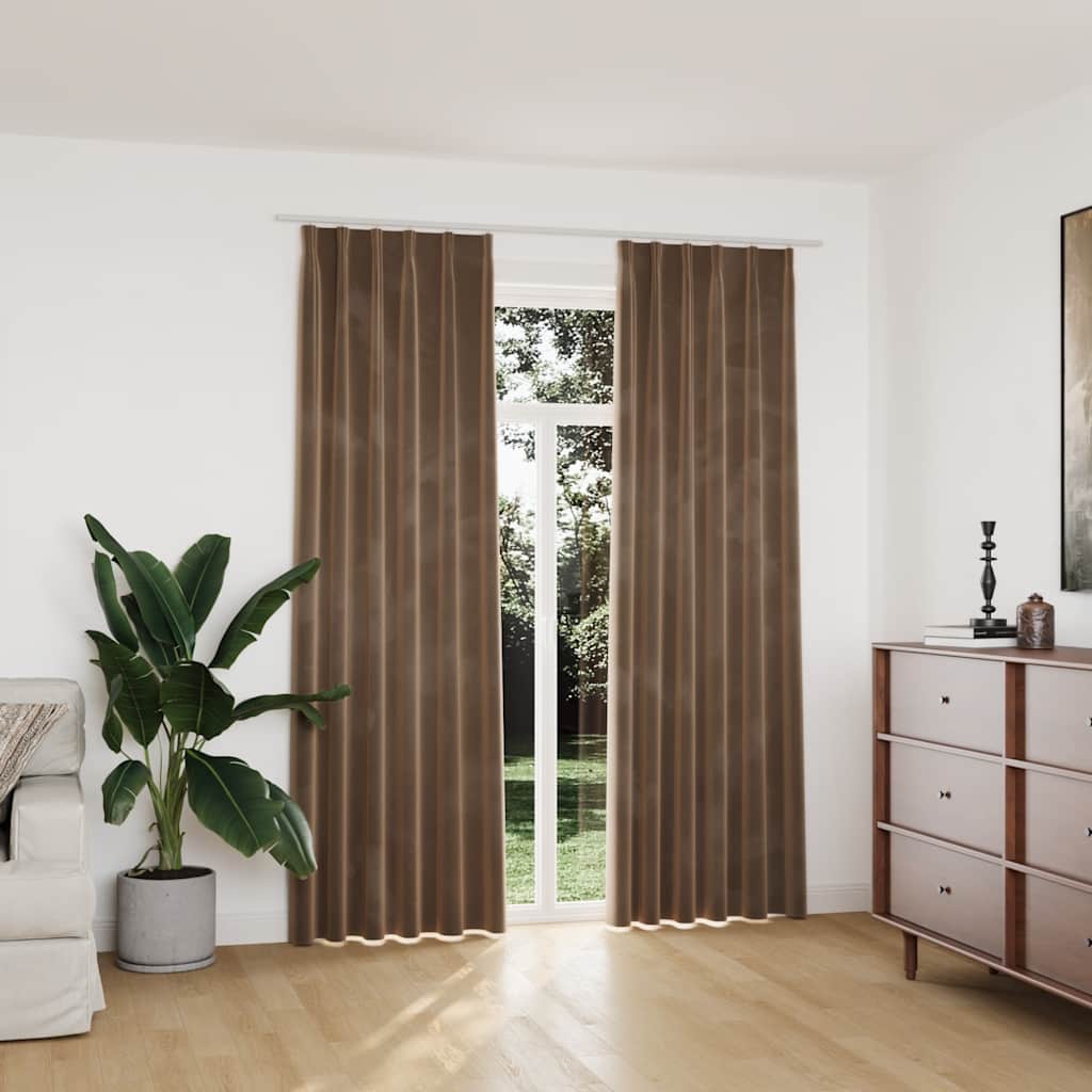 JUNG Vida Verdunkelungsvorhänge mit Haken 2 Stk. Samt Beige 140x225 cm