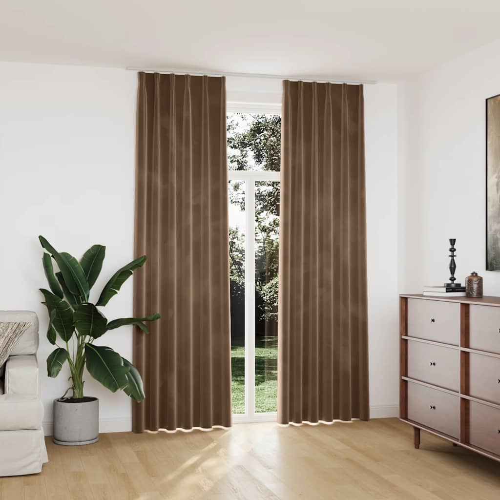 JUNG Vida Verdunkelungsvorhänge mit Haken 2 Stk. Samt Beige 140x245 cm