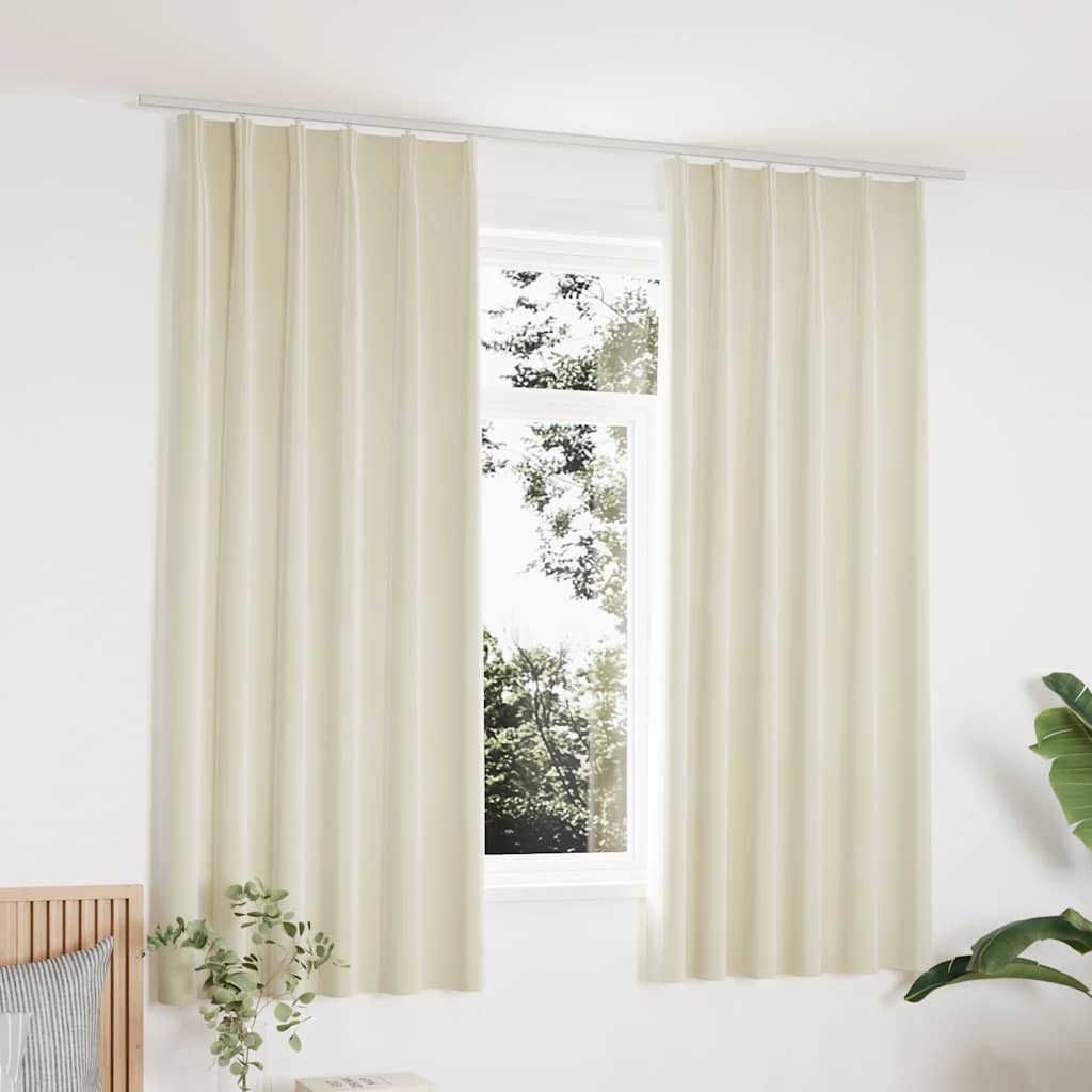 JUNG Vida Verdunkelungsvorhänge mit Haken 2 Stk. Samt Creme 140x175cm