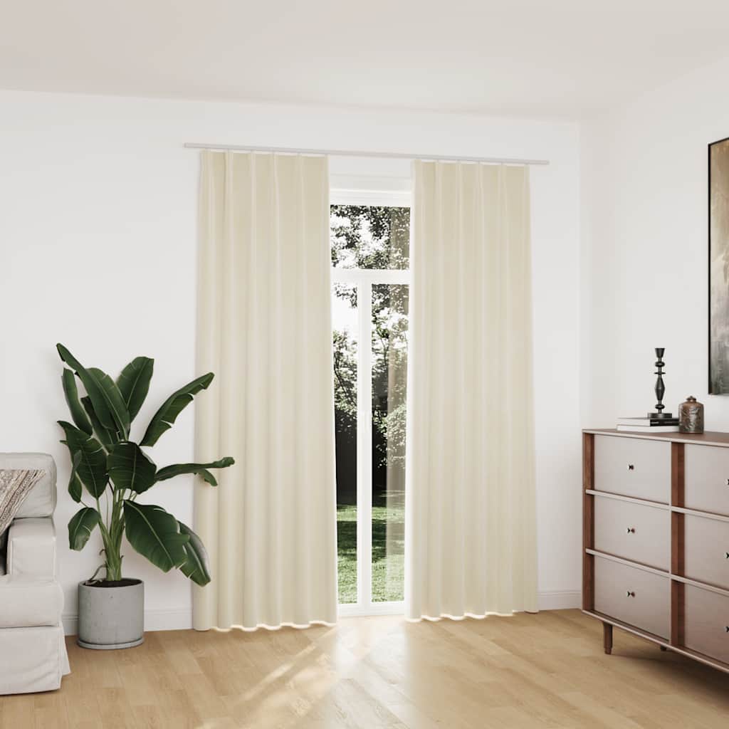 JUNG Vida Verdunkelungsvorhänge mit Haken 2 Stk. Samt Creme 140x225cm