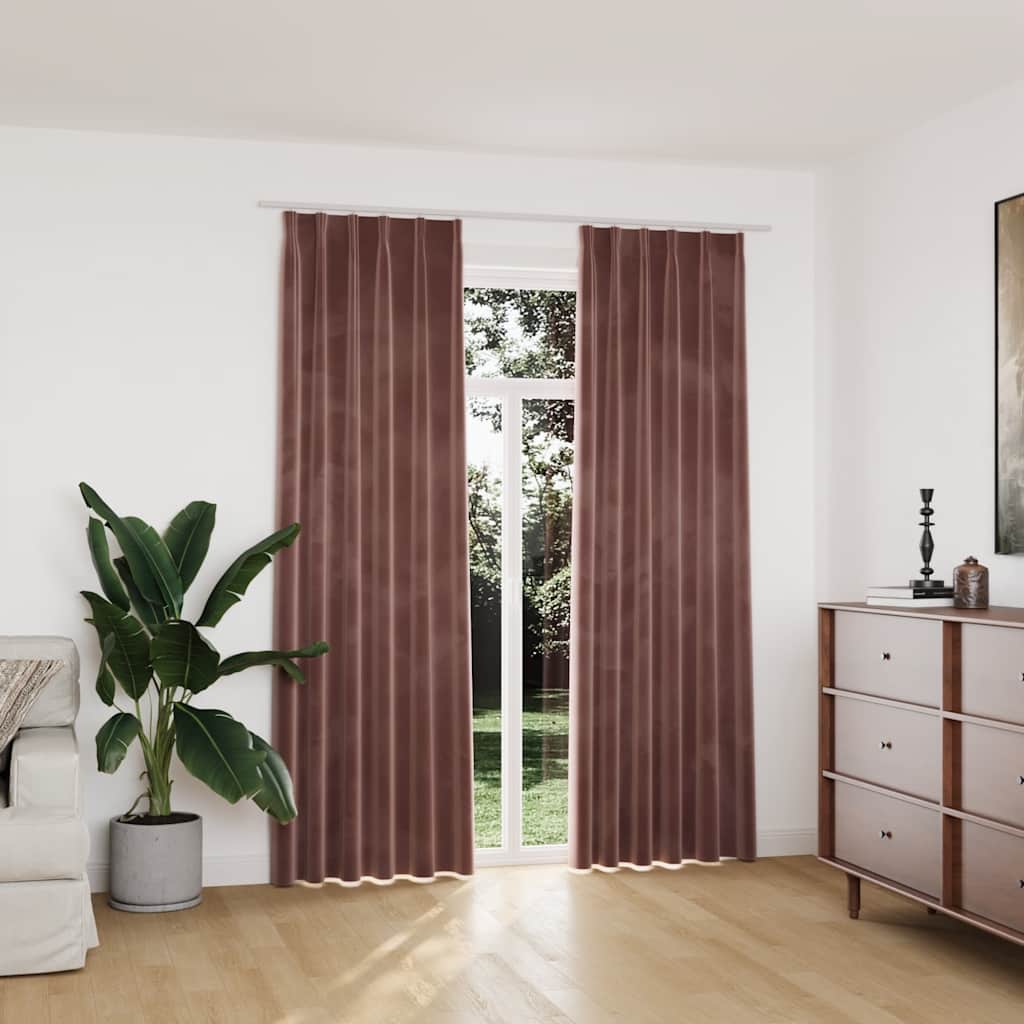JUNG Vida Verdunkelungsvorhänge Haken 2 Stk. Samt Antik-Rosa 140x225cm