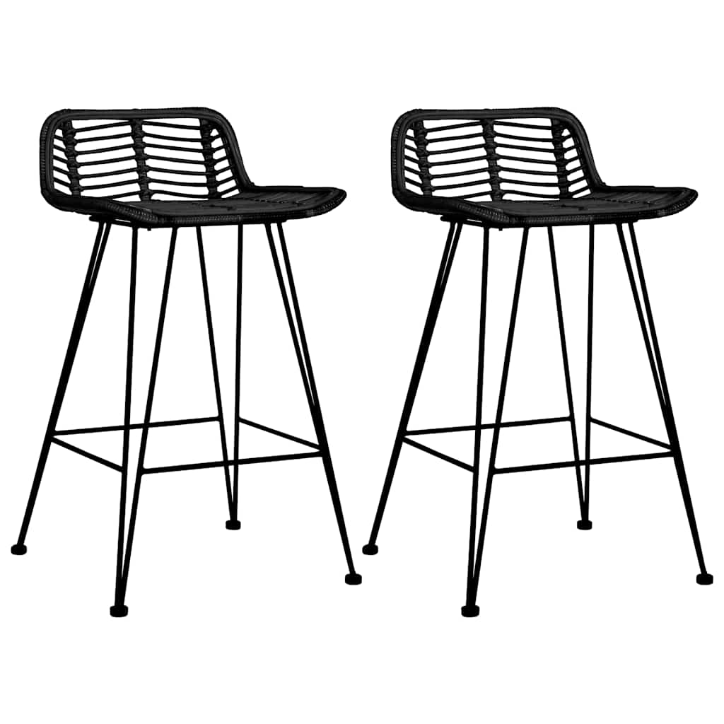 JUNG Vida Barhocker 2 Stk. Schwarz Rattan