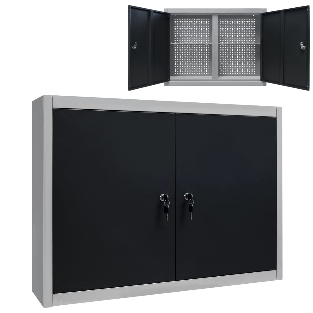 JUNG Vida Wand-Werkzeugschrank Industrie-Stil Metall Grau und Schwarz
