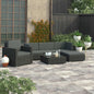 JUNG Vida 6-tlg. Garten-Lounge-Set mit Auflagen Poly Rattan Schwarz