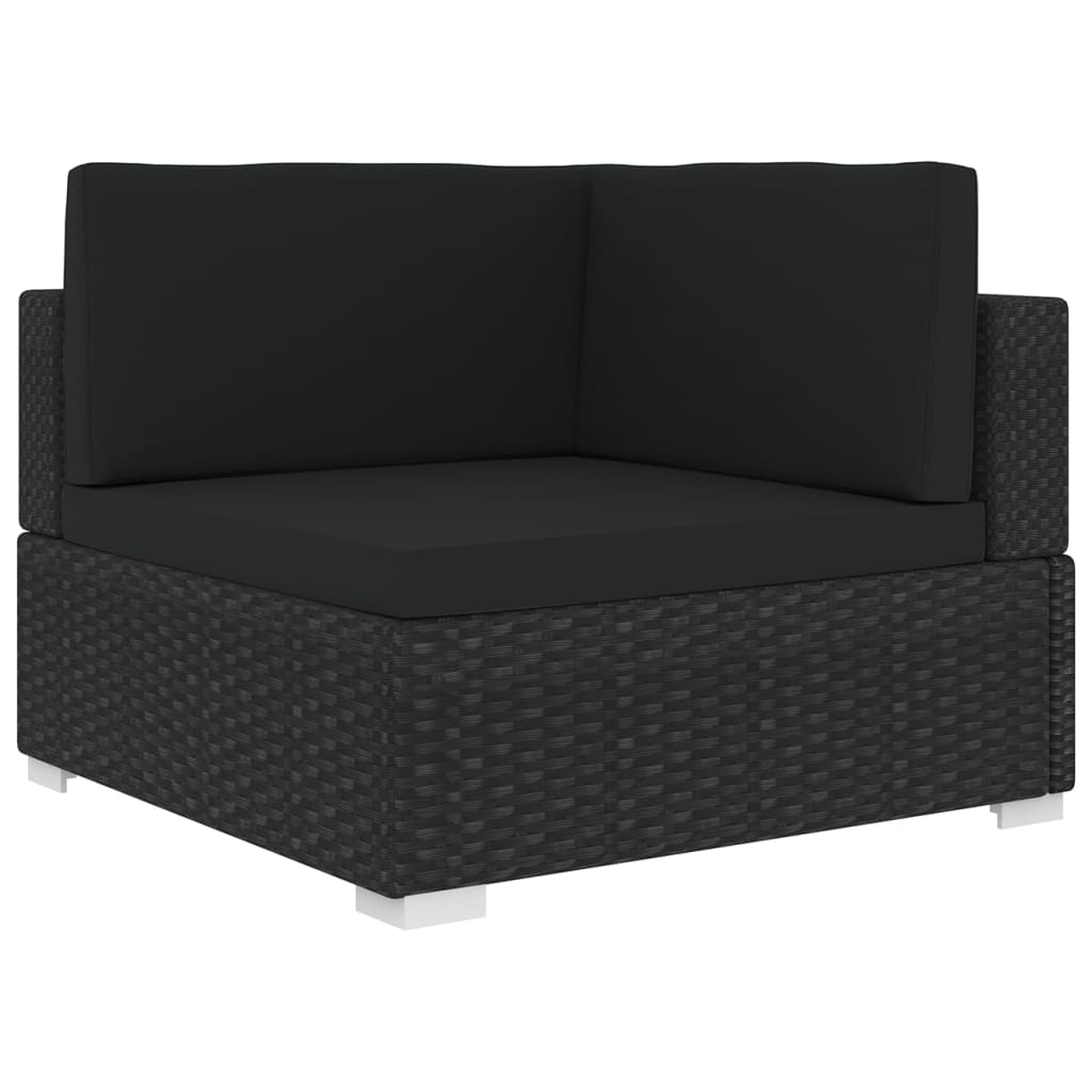 JUNG Vida Modular-Sofa-Eckteil 1 Stk. + Auflagen Poly Rattan Schwarz