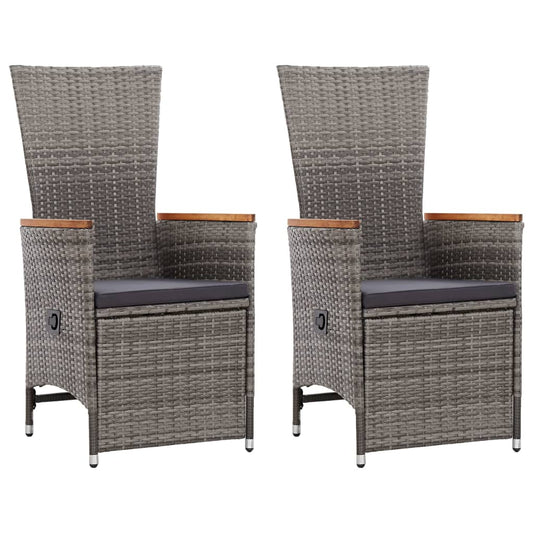 JUNG Vida Garten-Liegestühle 2 Stk. mit Auflagen Poly Rattan Grau