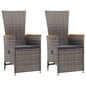 JUNG Vida Garten-Liegestühle 2 Stk. mit Auflagen Poly Rattan Grau