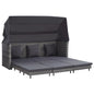 JUNG Vida Ausziehbares 3-Sitzer-Schlafsofa mit Dach Poly Rattan Grau