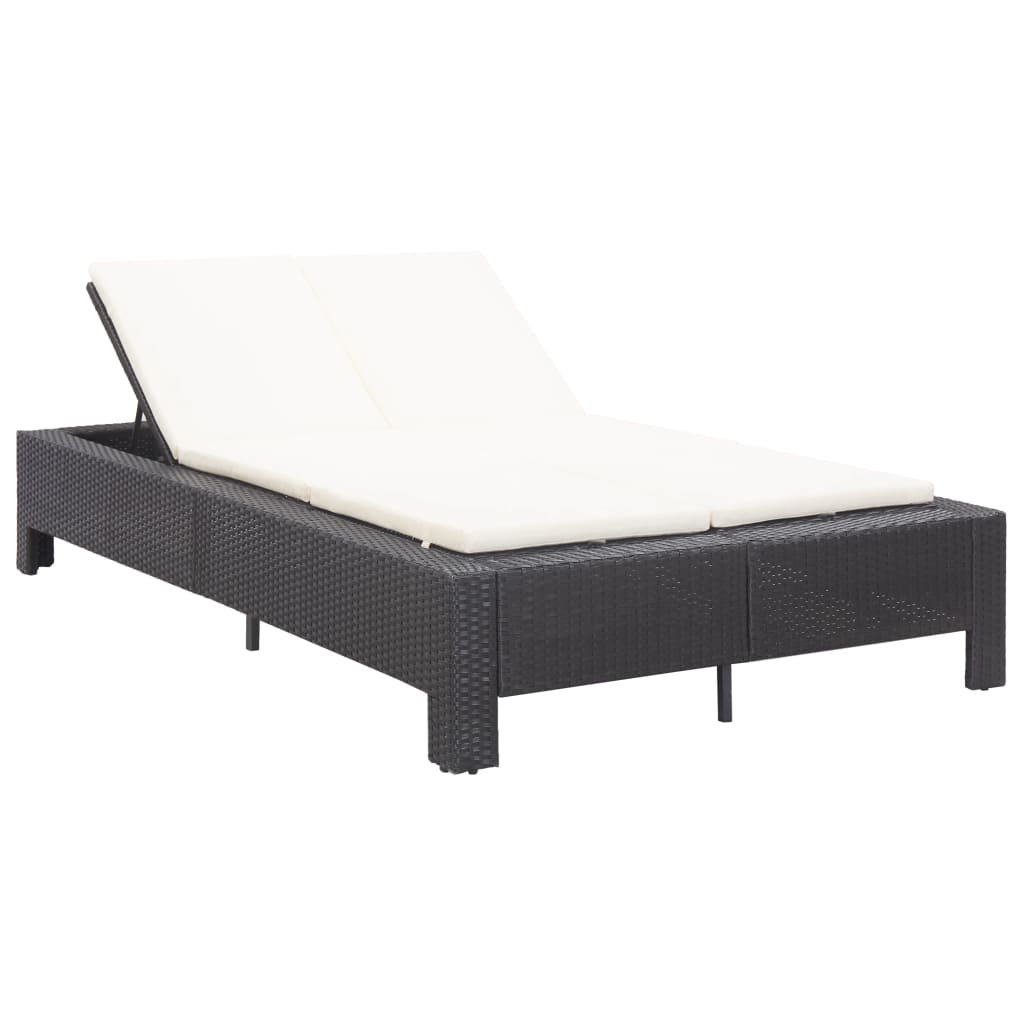 JUNG Vida 2-Personen-Sonnenliege mit Auflage Schwarz Poly Rattan