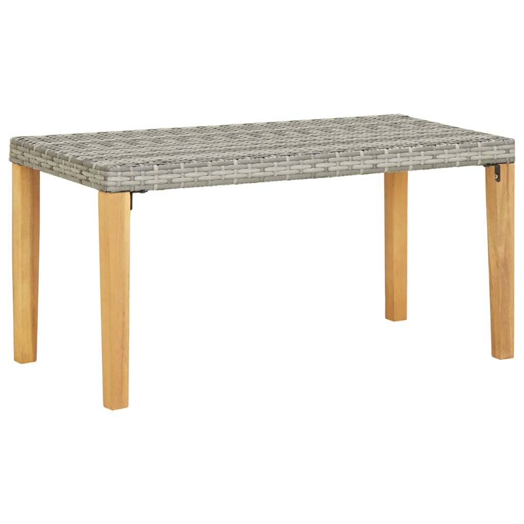 JUNG Vida Gartenbank 120 cm Grau Poly Rattan und Massivholz Akazie
