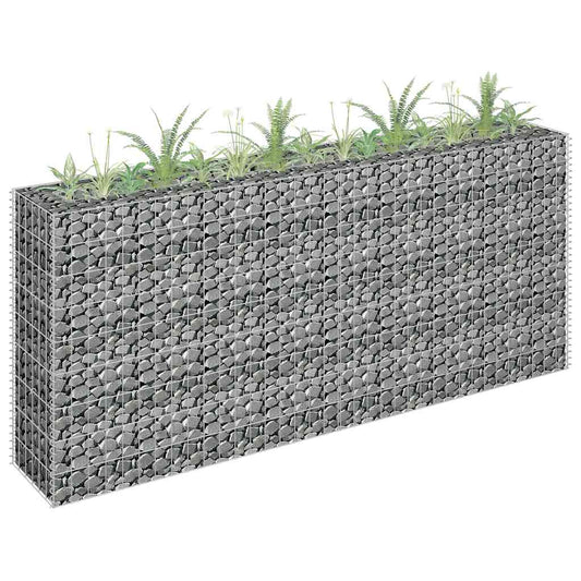 JUNG Vida Gabionen-Hochbeet Verzinkter Stahl 180×30×90 cm