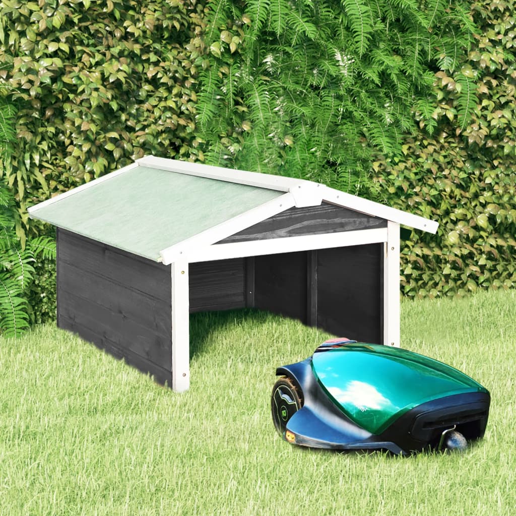 JUNG Vida Roboter-Rasenmäher Garage 72x87x50 cm Grau Weiß Tannenholz