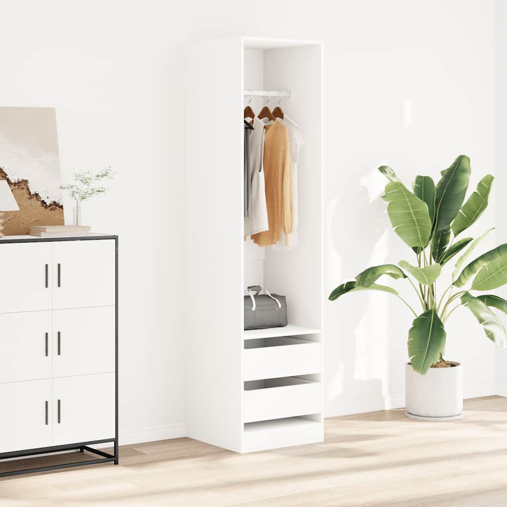 JUNG Vida Kleiderschrank mit Schubladen Weiß 50x50x200 cm Holzwerkstoff