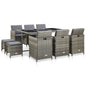 JUNG Vida 11-tlg. Garten-Essgruppe mit Auflagen Poly Rattan Grau