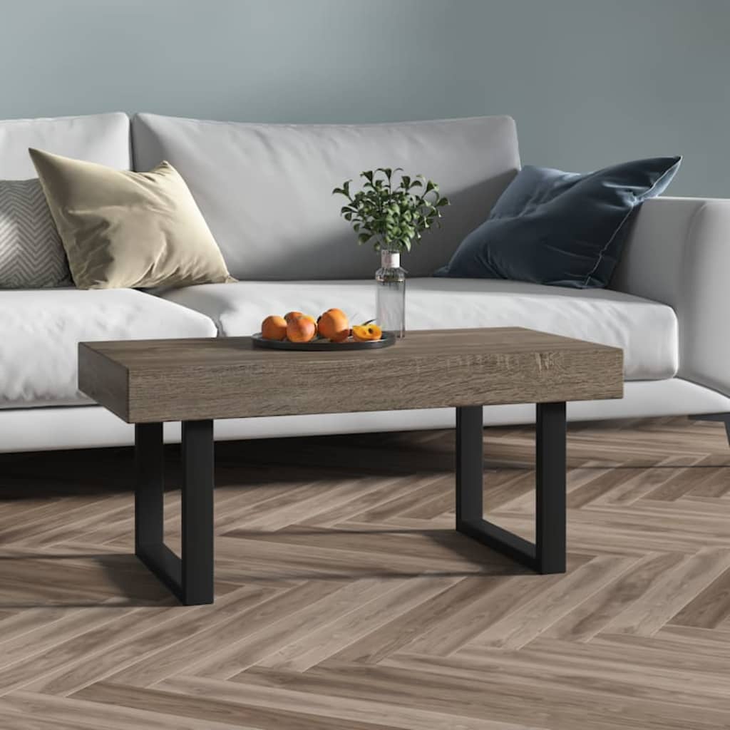 JUNG Vida Couchtisch Grau und Schwarz 90x45x40 cm MDF und Eisen
