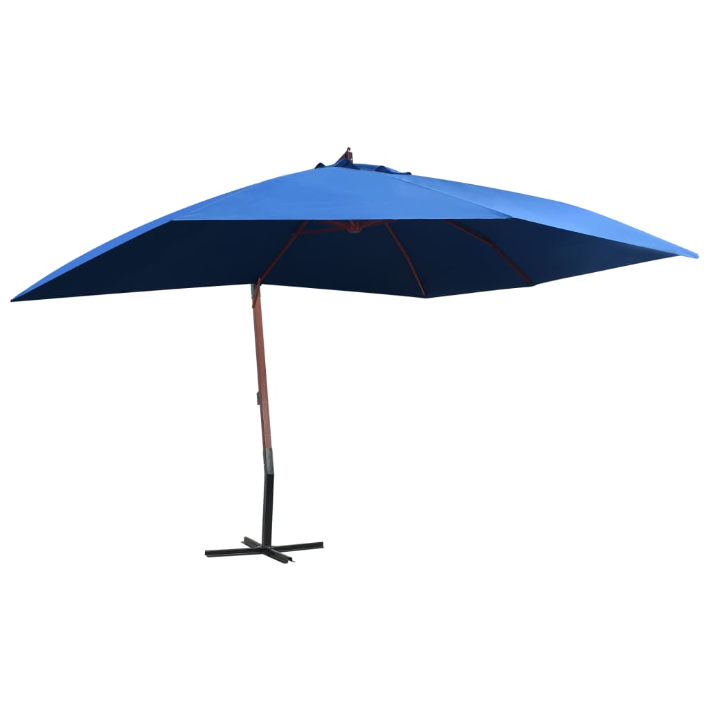 JUNG Vida Ampelschirm mit Holz-Mast 400x300 cm Blau