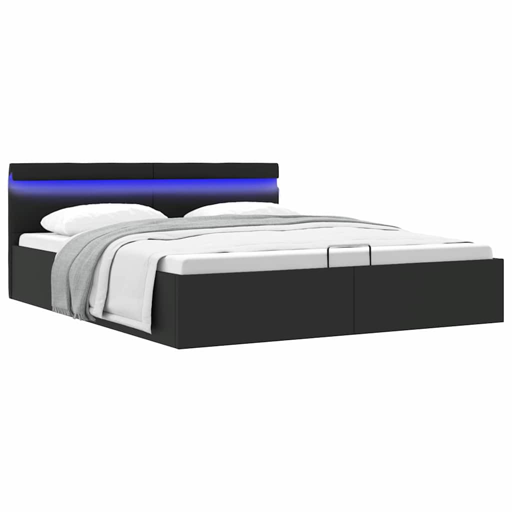 JUNG Vida Bett mit Bettkasten Hydraulisch LED Kunstleder 160x200 cm