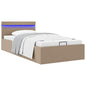 JUNG Vida Stauraumbett mit LED Cappuccino-Braun Kunstleder 90×200cm