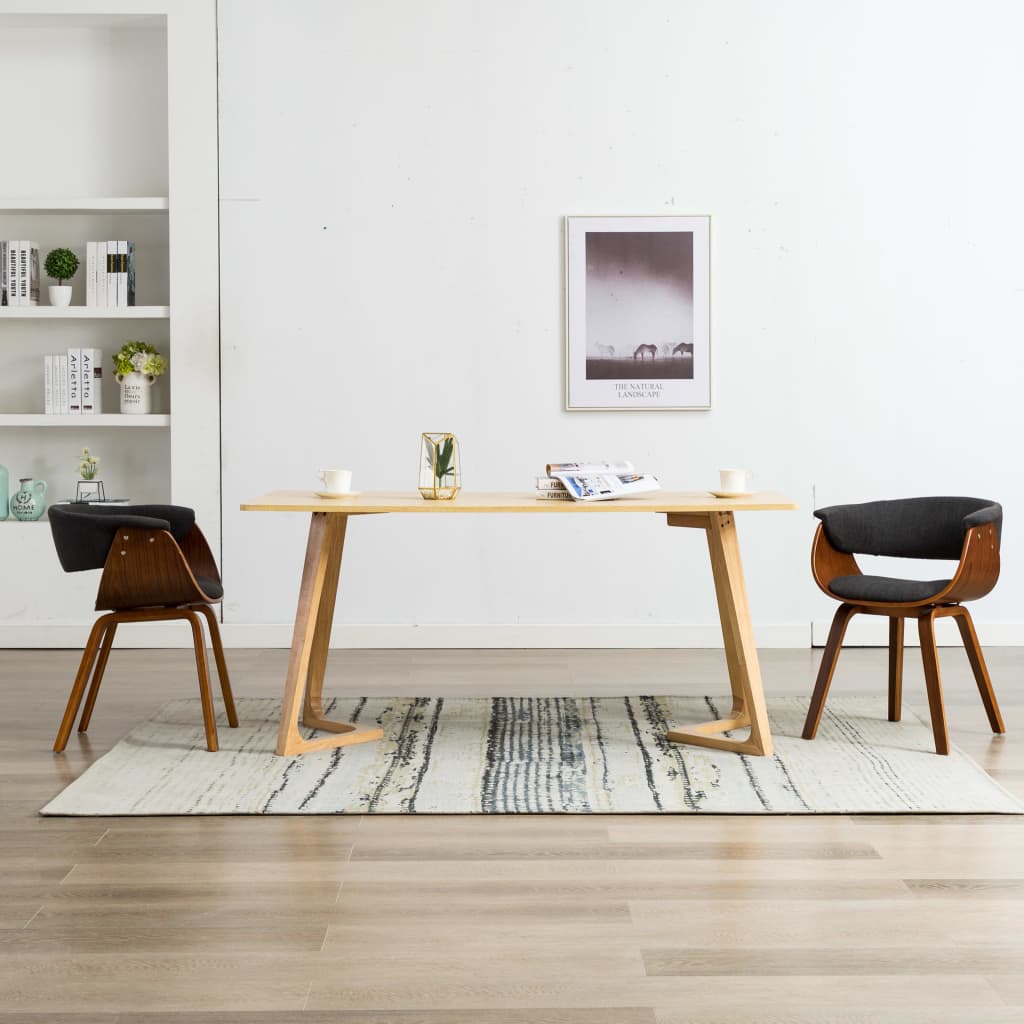 JUNG Vida Esszimmerstühle 2 Stk. Grau Bugholz und Stoff