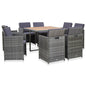 JUNG Vida 9-tlg. Garten-Essgruppe mit Auflagen Poly Rattan Anthrazit