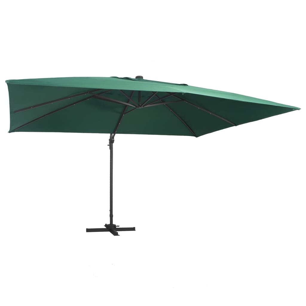 JUNG Vida Ampelschirm mit LED-Beleuchtung Alu-Mast 400x300 cm Grün