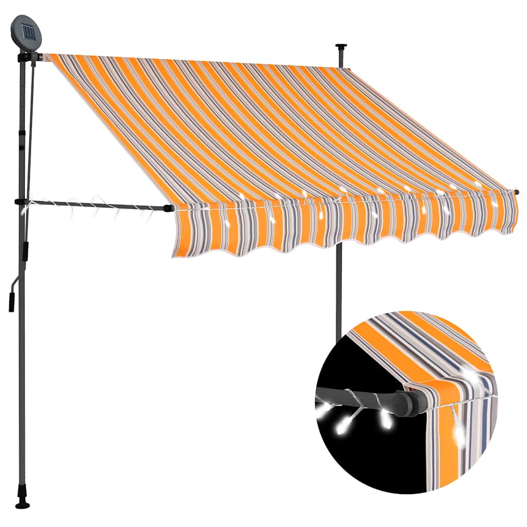 JUNG Vida Einziehbare Markise Handbetrieben mit LED 100 cm Gelb und Blau