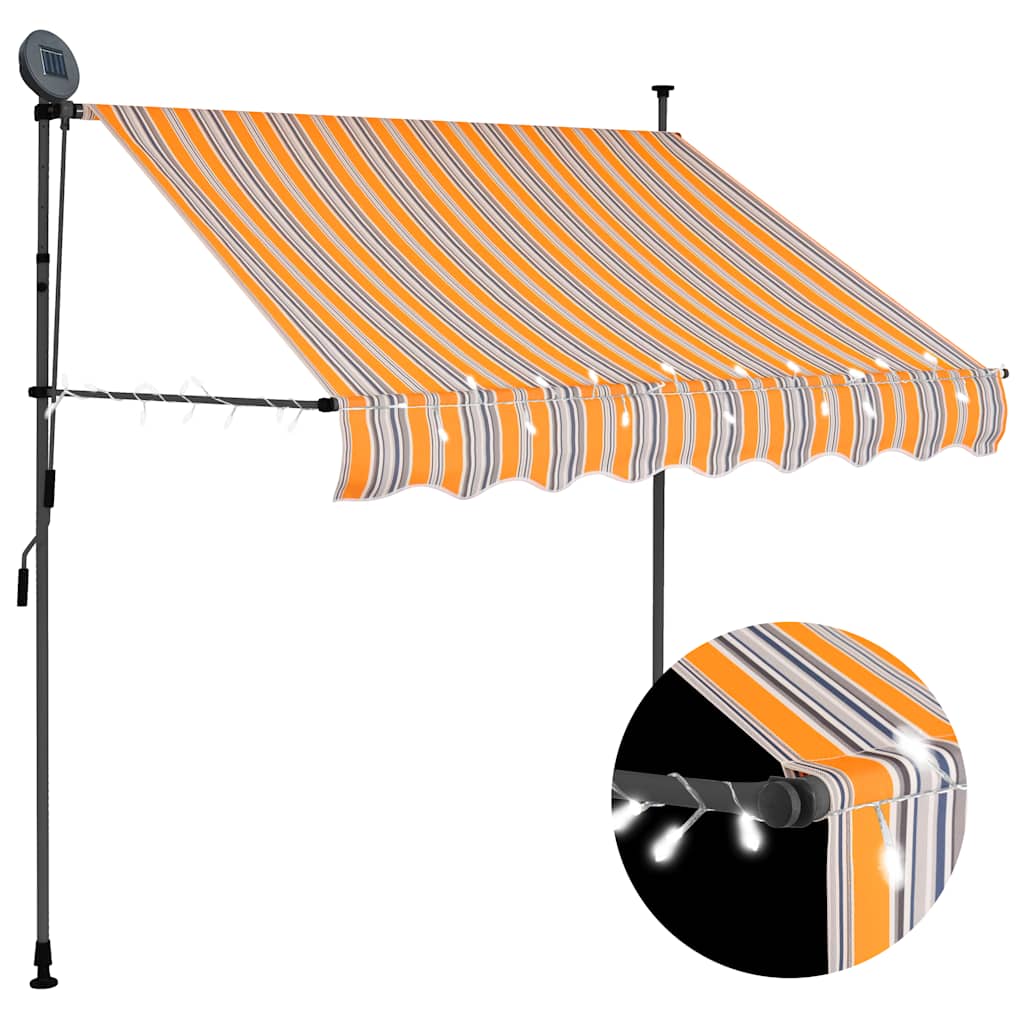 JUNG Vida Einziehbare Markise Handbetrieben mit LED 150 cm Gelb und Blau