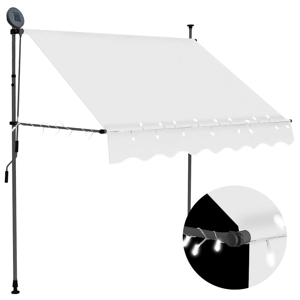 JUNG Vida Einziehbare Markise Handbetrieben mit LED 100 cm Creme