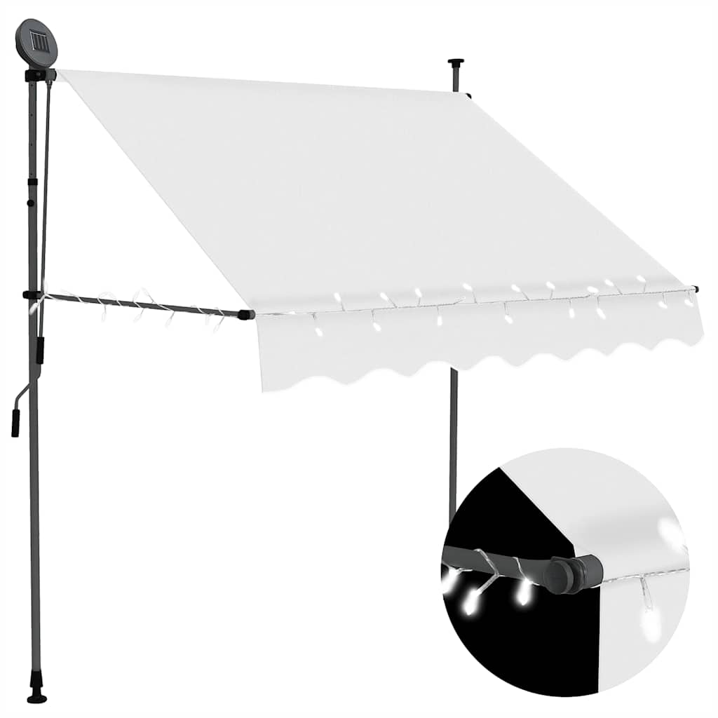 JUNG Vida Einziehbare Markise Handbetrieben mit LED 200 cm Creme