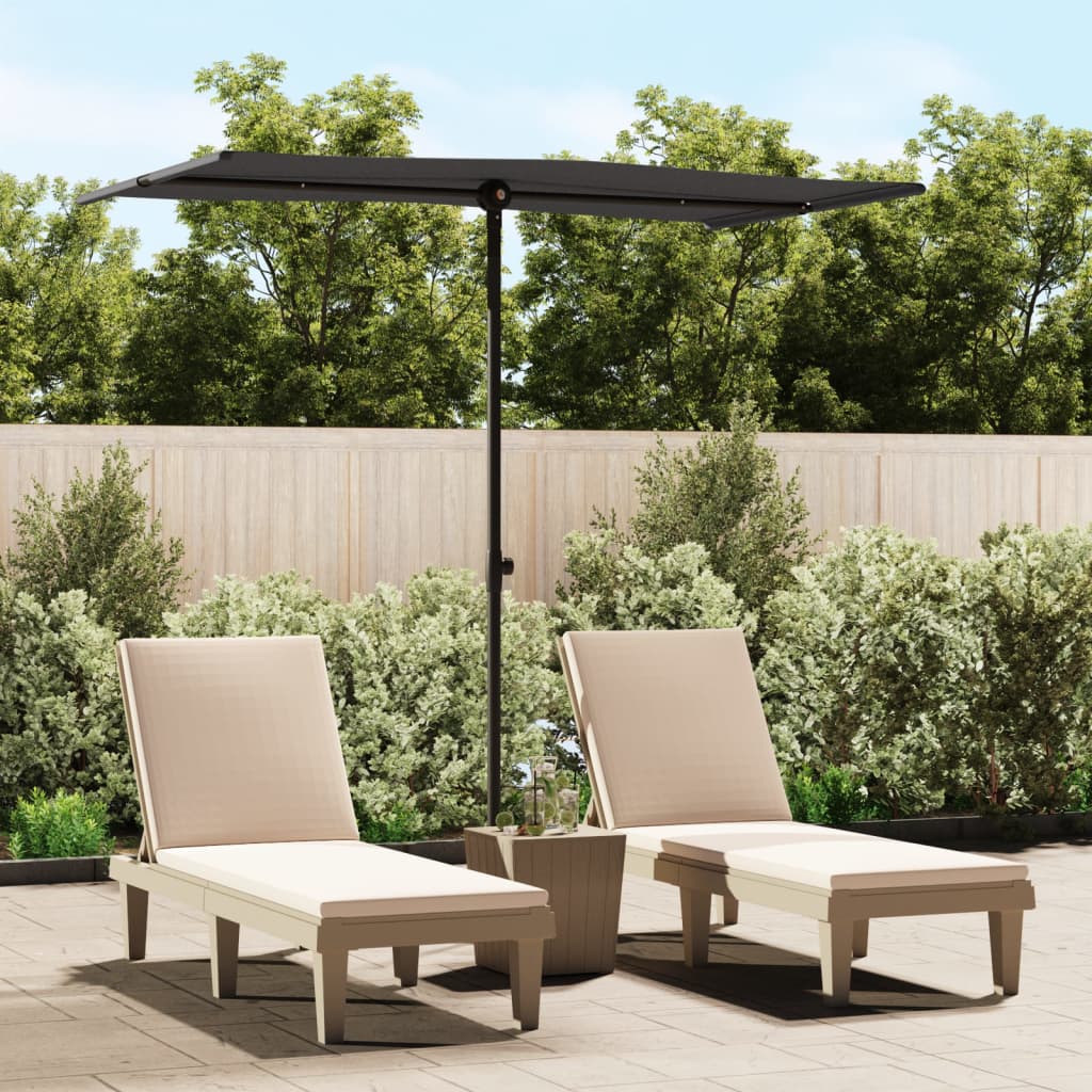 JUNG Vida Sonnenschirm mit Aluminium-Mast 180x110 cm Schwarz