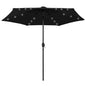 JUNG Vida Sonnenschirm mit LED-Beleuchtung und Alu-Mast 270 cm Schwarz