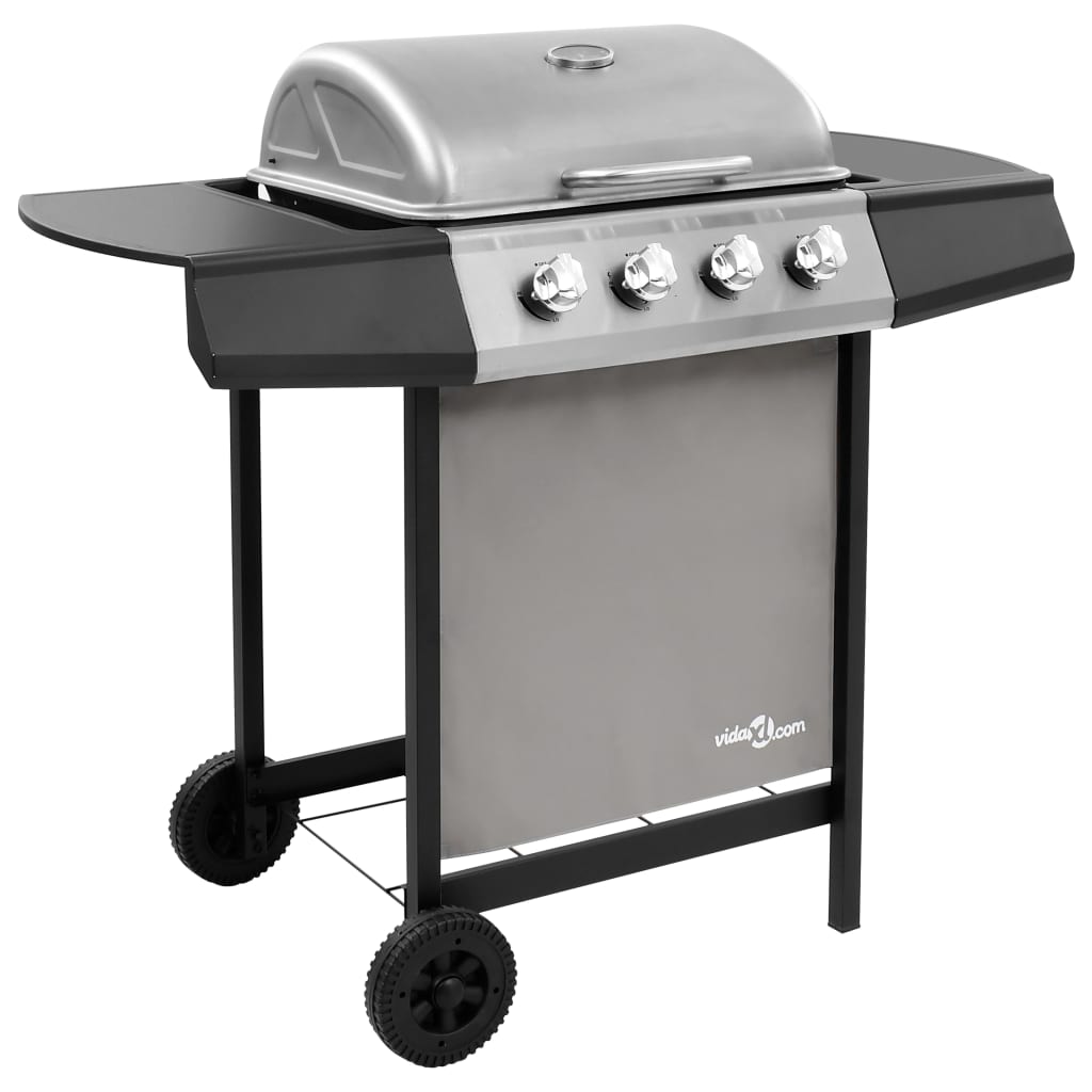 JUNG Vida Gasgrill mit 4 Flammen Schwarz und Silbern
